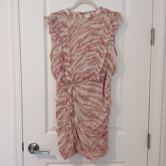 NWT ALLSAINTS Hali Areias Mini Dress Pink Ruffled Ruched UK 10 US 6 - Picture 6 of 16